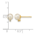 14k 5-5.5mm White Round Freshwater Cultured Pearl and CZ Post Earrings