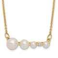 14k Graduated White Round Freshwater Cultured Pearl and 0.01 carat Diamond 17 inch Necklace