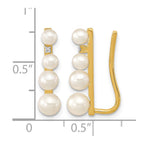 14k 3-5mm Freshwater Cultured Pearl and .016 carat Diamond Ear Climber Earrings