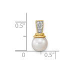 14k 6-7mm Button White Freshwater Cultured Pearl and Diamond Pendant