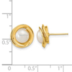 14k 6-7mm White Button Freshwater Cultured Pearl Post Earrings