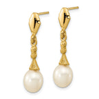 14k 5-6mm White Teardrop Freshwater Cultured Pearl Post Dangle Earrings