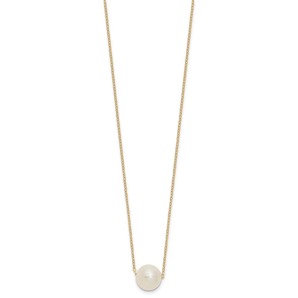 14k 10-11mm White Semi-Round Freshwater Cultured Pearl 17 inch Cable Necklace