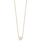 14k 10-11mm White Semi-Round Freshwater Cultured Pearl 17 inch Cable Necklace