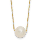 14k 10-11mm White Semi-Round Freshwater Cultured Pearl 17 inch Cable Necklace
