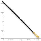 14k Yellow Clasp 1.5mm Black Leather Cord Necklace