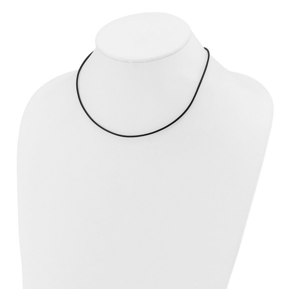 14k Yellow Clasp 1.5mm Black Leather Cord Necklace