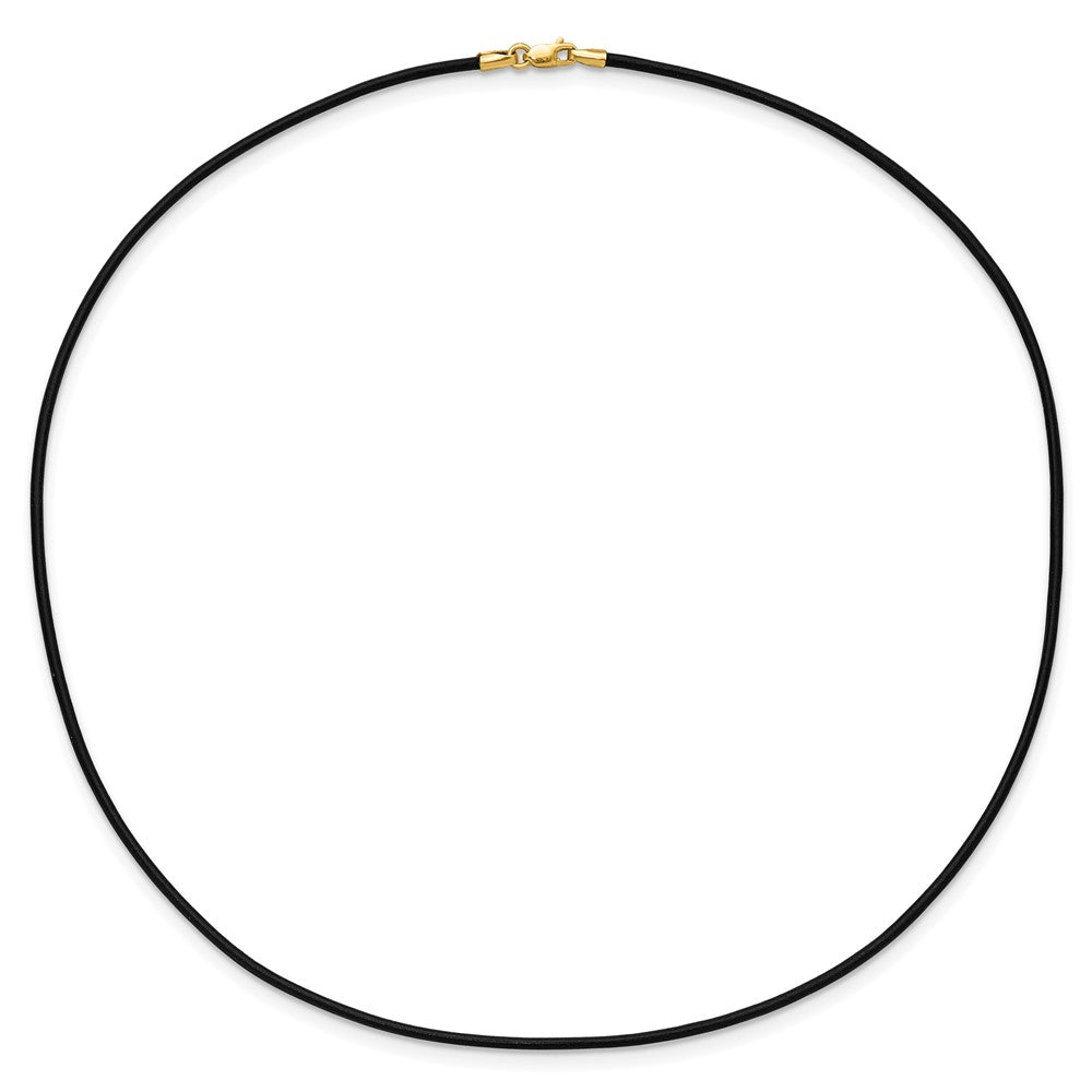 14k Yellow Clasp 1.5mm Black Leather Cord Necklace