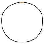 14k Yellow Clasp 1.5mm Black Leather Cord Necklace