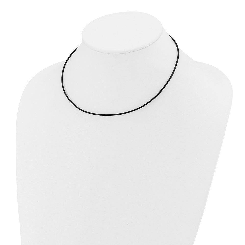 14k White Gold Clasp 1.5mm Black Leather Cord Necklace