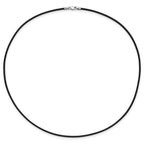 14k White Gold Clasp 1.5mm Black Leather Cord Necklace