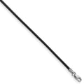 14k White Gold Clasp 1.5mm Black Leather Cord Necklace