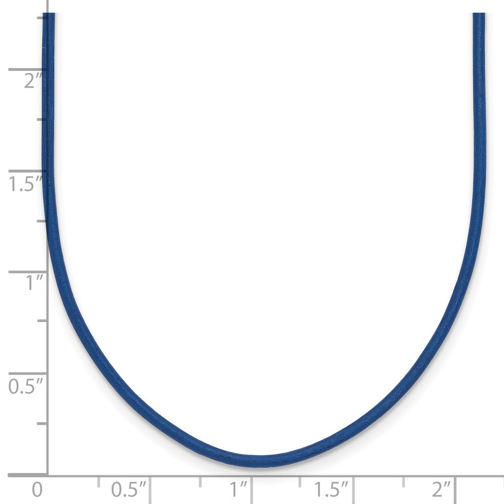 14k Yellow Clasp 1.6mm Royal Blue Leather Cord Necklace