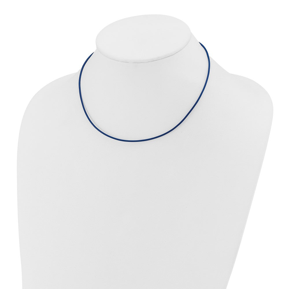 14k Yellow Clasp 1.6mm Royal Blue Leather Cord Necklace