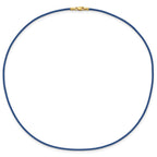 14k Yellow Clasp 1.6mm Royal Blue Leather Cord Necklace