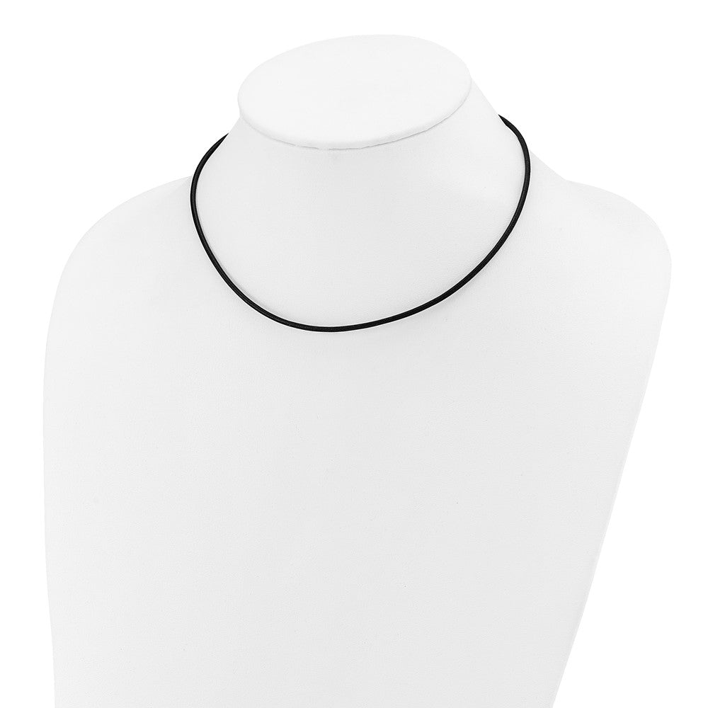 14k Yellow Clasp 2mm Black Leather Cord Necklace