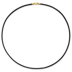 14k Yellow Clasp 2mm Black Leather Cord Necklace