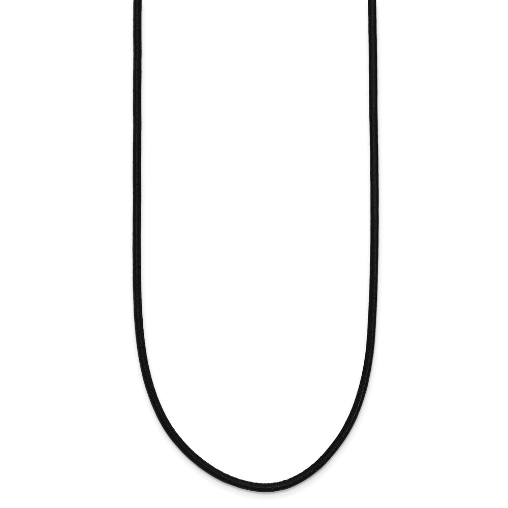 14k White Gold Clasp 2mm Black Leather Cord Necklace