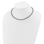 14k White Gold Clasp 2mm Black Leather Cord Necklace