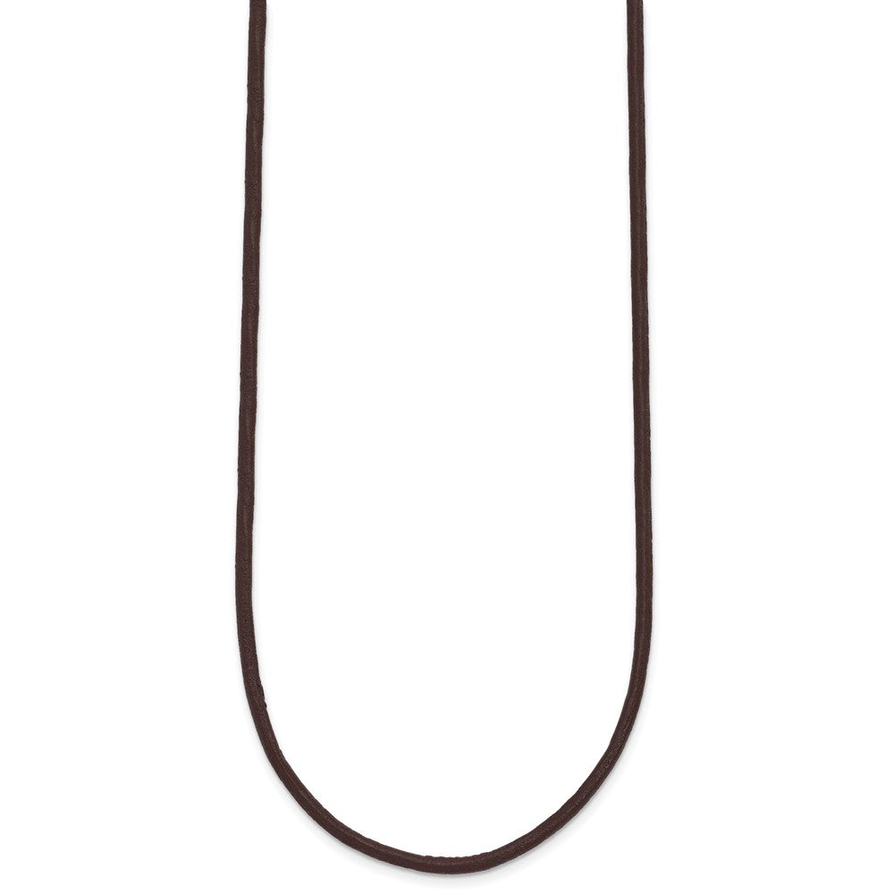 14k Yellow Clasp 2mm Brown Leather Cord Necklace