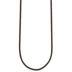 14k Yellow Clasp 2mm Brown Leather Cord Necklace