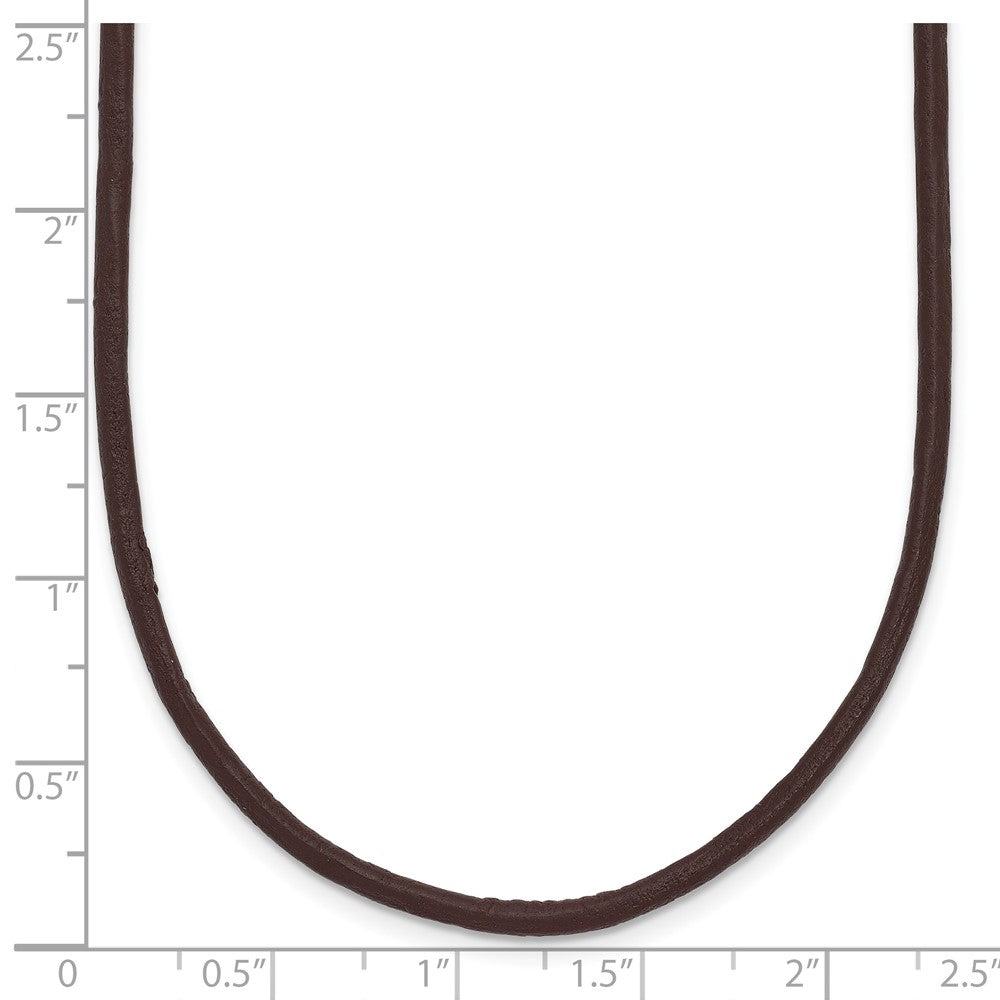 14k Yellow Clasp 2mm Brown Leather Cord Necklace