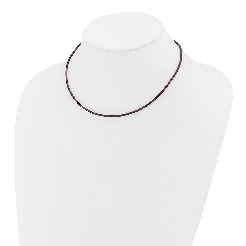 14k Yellow Clasp 2mm Brown Leather Cord Necklace