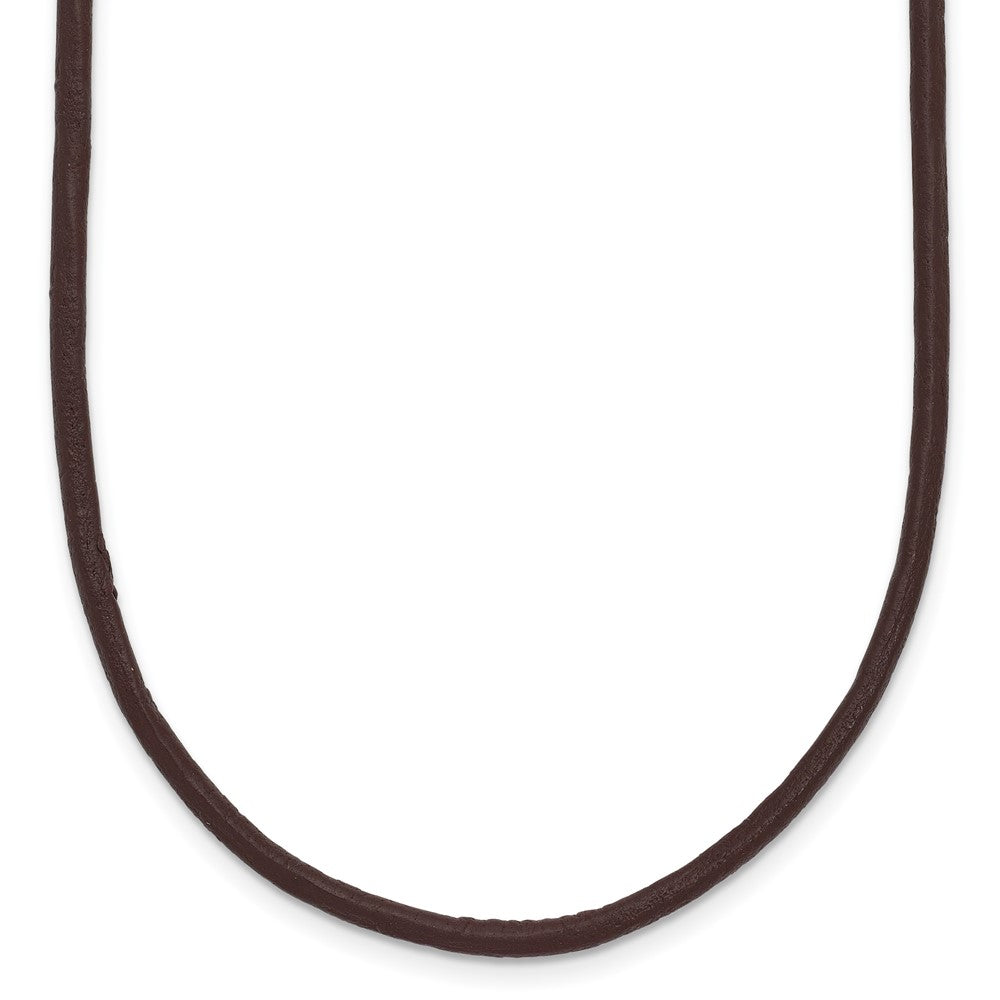 14k Yellow Clasp 2mm Brown Leather Cord Necklace
