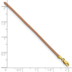14k Yellow Clasp 2mm Natural Leather Cord Necklace