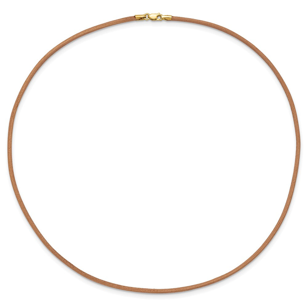14k Yellow Clasp 2mm Natural Leather Cord Necklace
