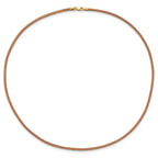 14k Yellow Clasp 2mm Natural Leather Cord Necklace