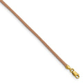 14k Yellow Clasp 2mm Natural Leather Cord Necklace