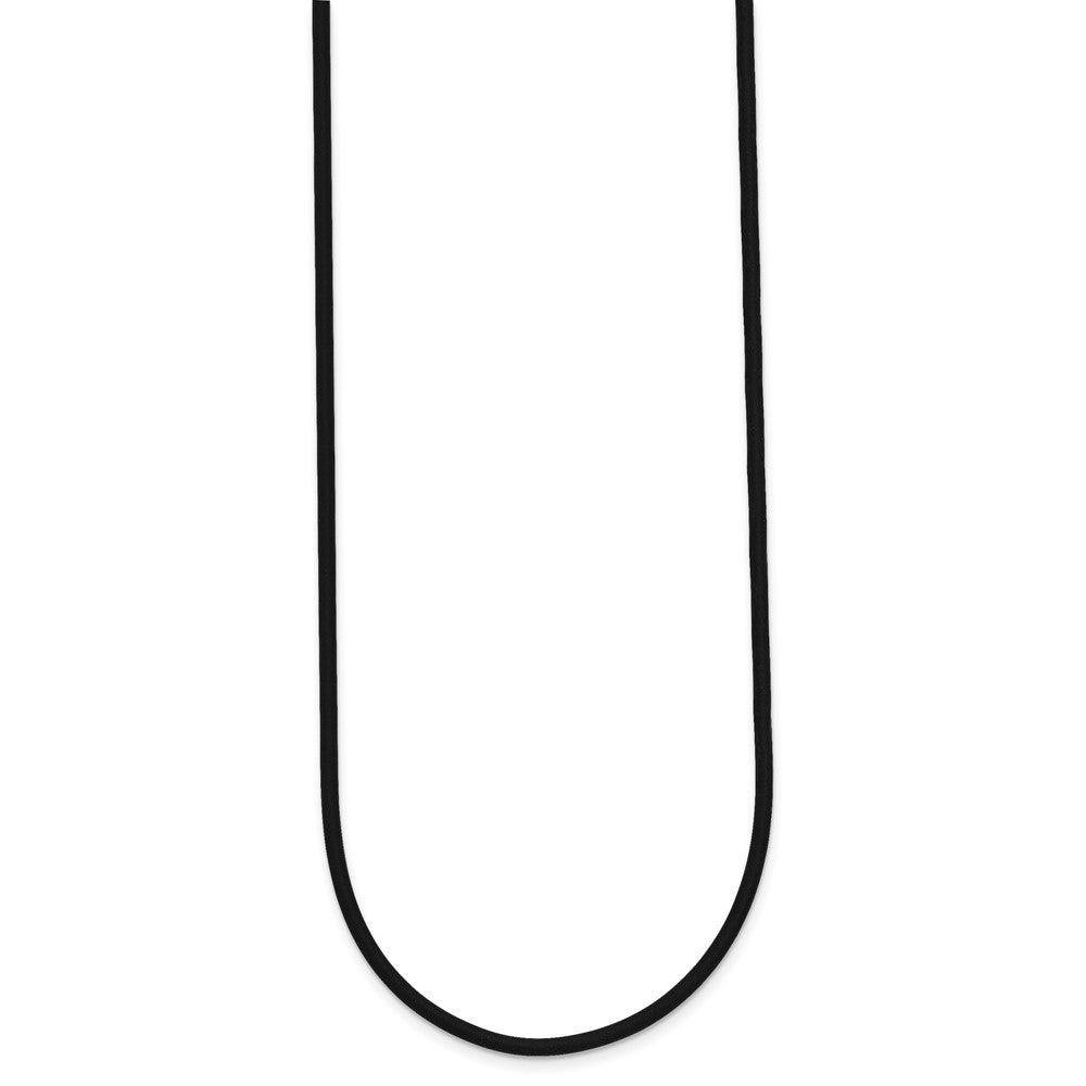 14k Yellow Clasp 2mm Black Rubber Cord Necklace