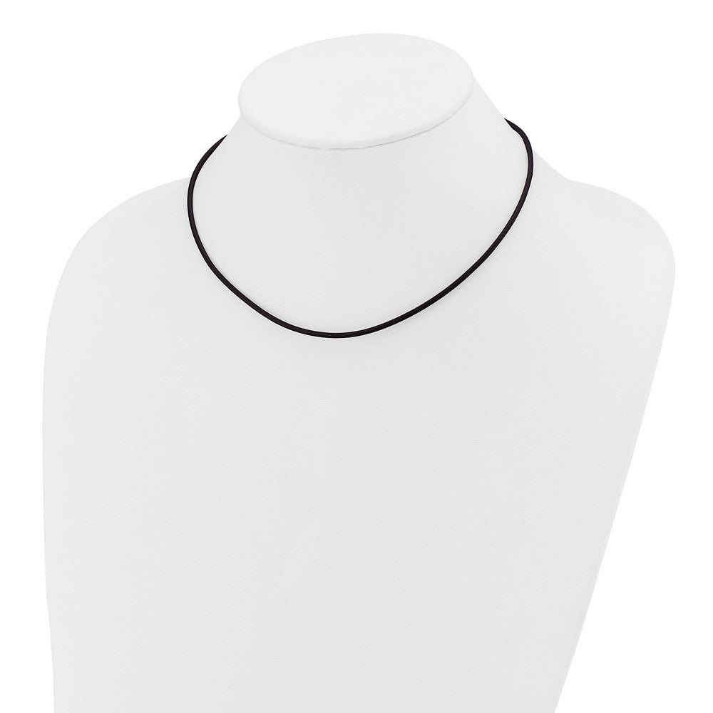14k Yellow Clasp 2mm Black Rubber Cord Necklace