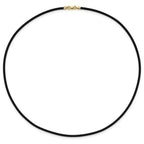 14k Yellow Clasp 2mm Black Rubber Cord Necklace