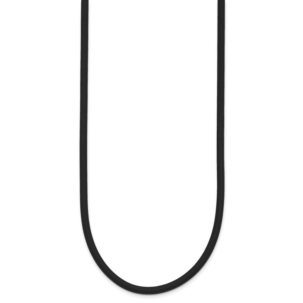 14k Yellow Clasp 3mm Black Rubber Cord Necklace