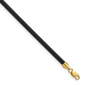 14k Yellow Clasp 3mm Black Rubber Cord Necklace