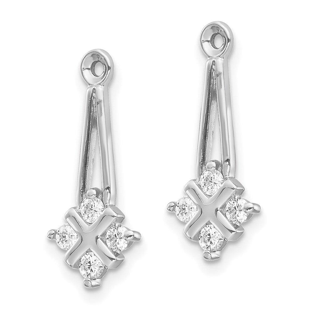 14k White Gold 1/4 carat AAA Diamond Dangle Cluster Earring Jackets
