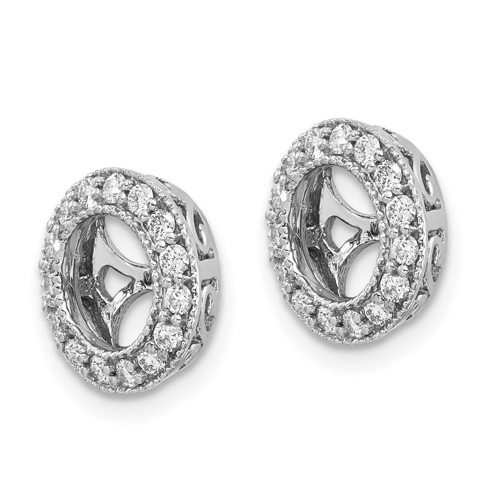 14k White Gold 1/3 carat AAA Diamond Circle Earring Jackets