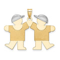 14k Two-tone The Kids Medium Double Boys Engravable Kiss Charm
