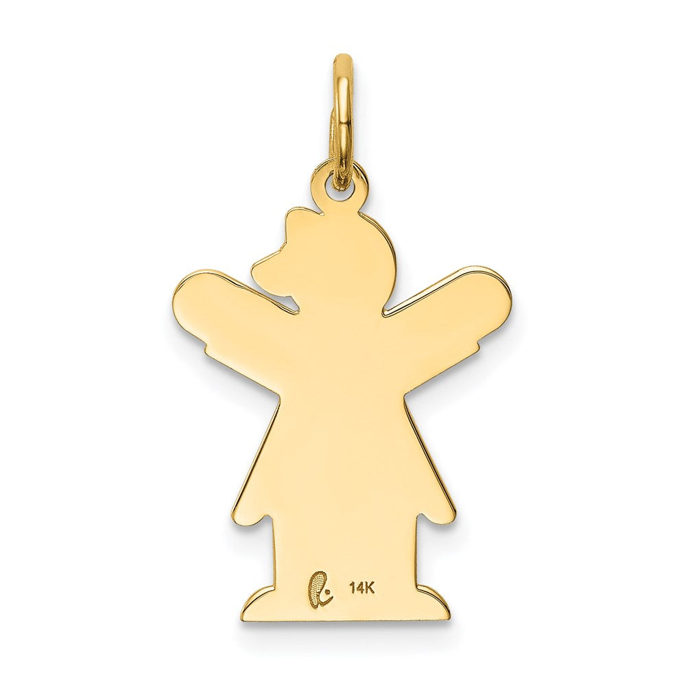14k The Kids Small Girl with Ruffles Engravable Love Charm
