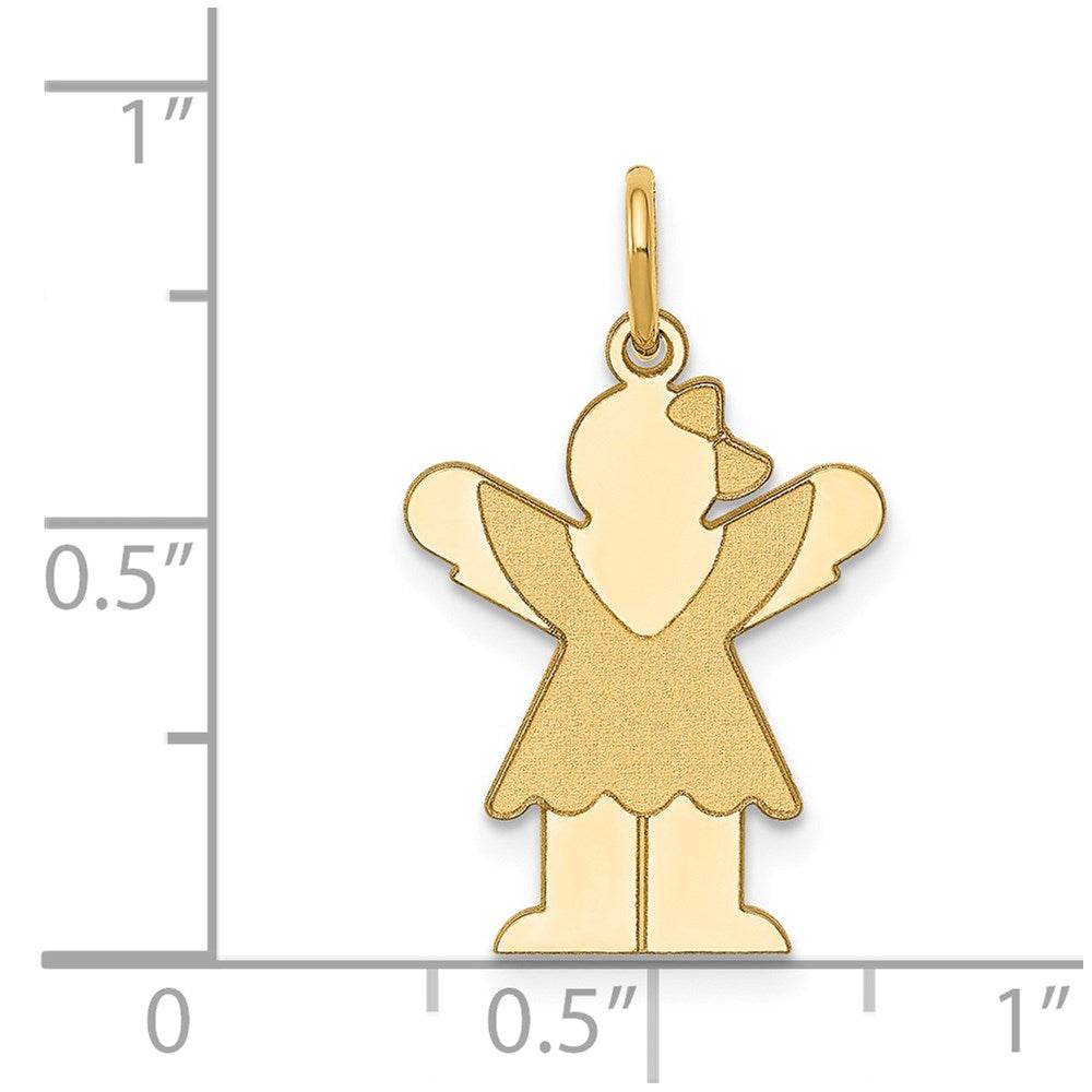 14k The Kids Small Girl with Ruffles Engravable Love Charm