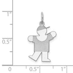 14k White Gold The Kids Small Boy with Hat Engravable Kiss Charm