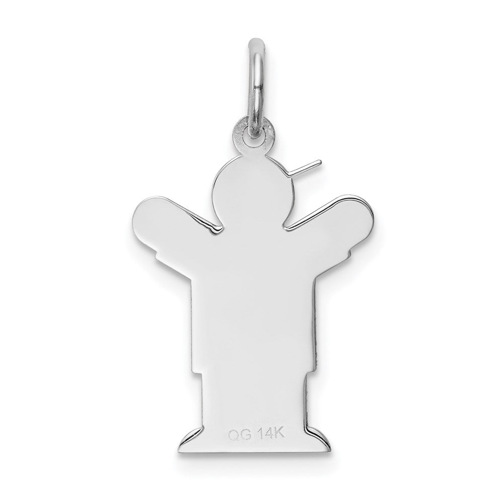 14k White Gold The Kids Small Boy with Hat Engravable Love Charm