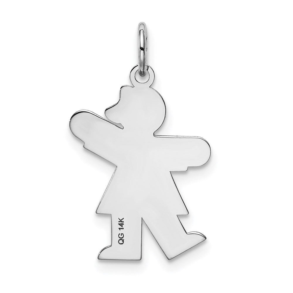 14k White Gold The Kids Small Girl with Bow Engravable Kiss Charm