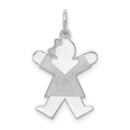 14k White Gold The Kids Small Girl with Bow Engravable Joy Charm