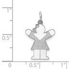 14k White Gold The Kids Small Girl with Bow Engravable Love Charm