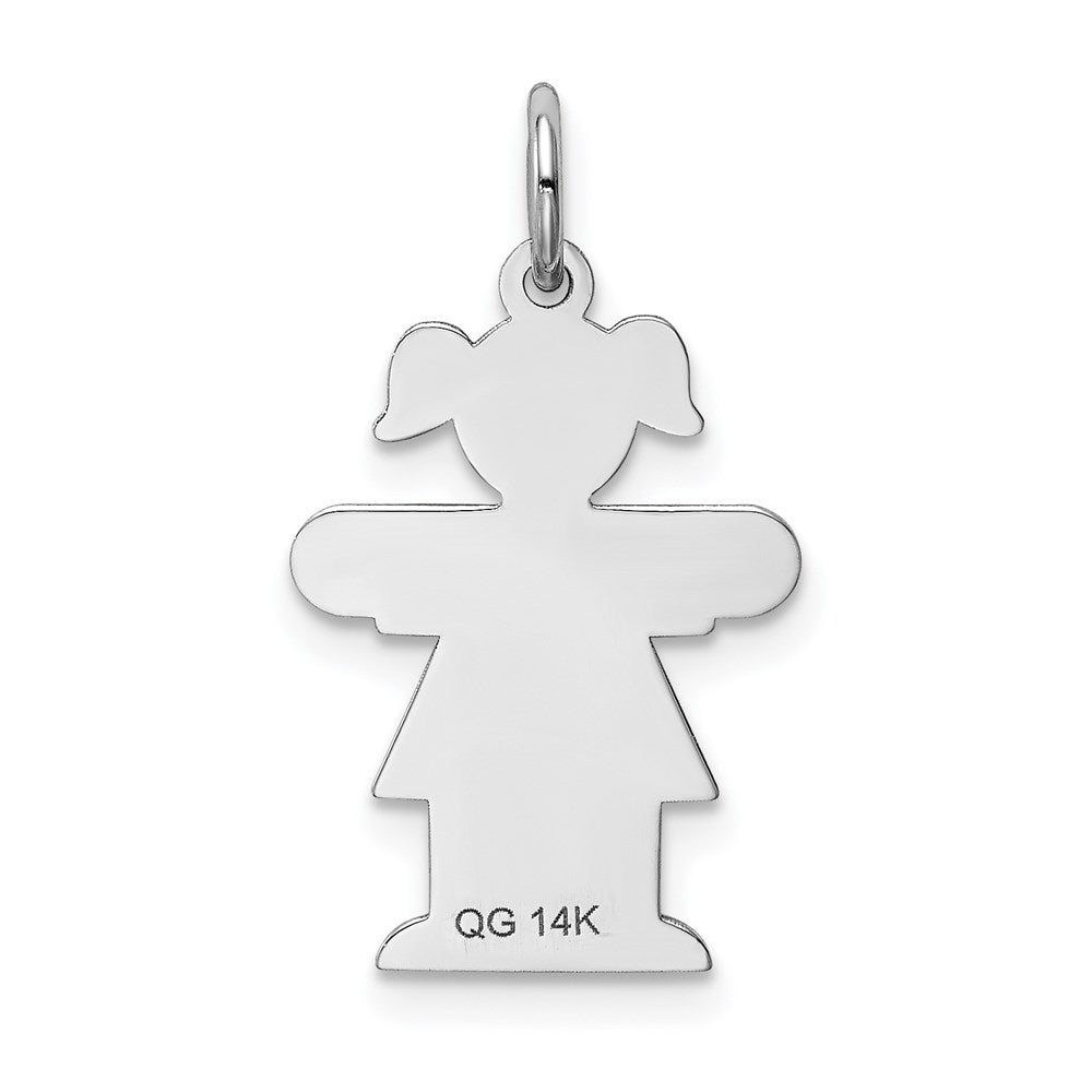 14k White Gold The Kids Small Girl with Ponytails Engravable Hugs Charm