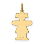 14k The Kids Small Girl with Ponytails Engravable Hugs Charm