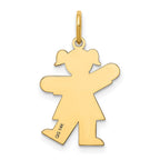 14k The Kids Small Girl with Ponytails Engravable Kiss Charm